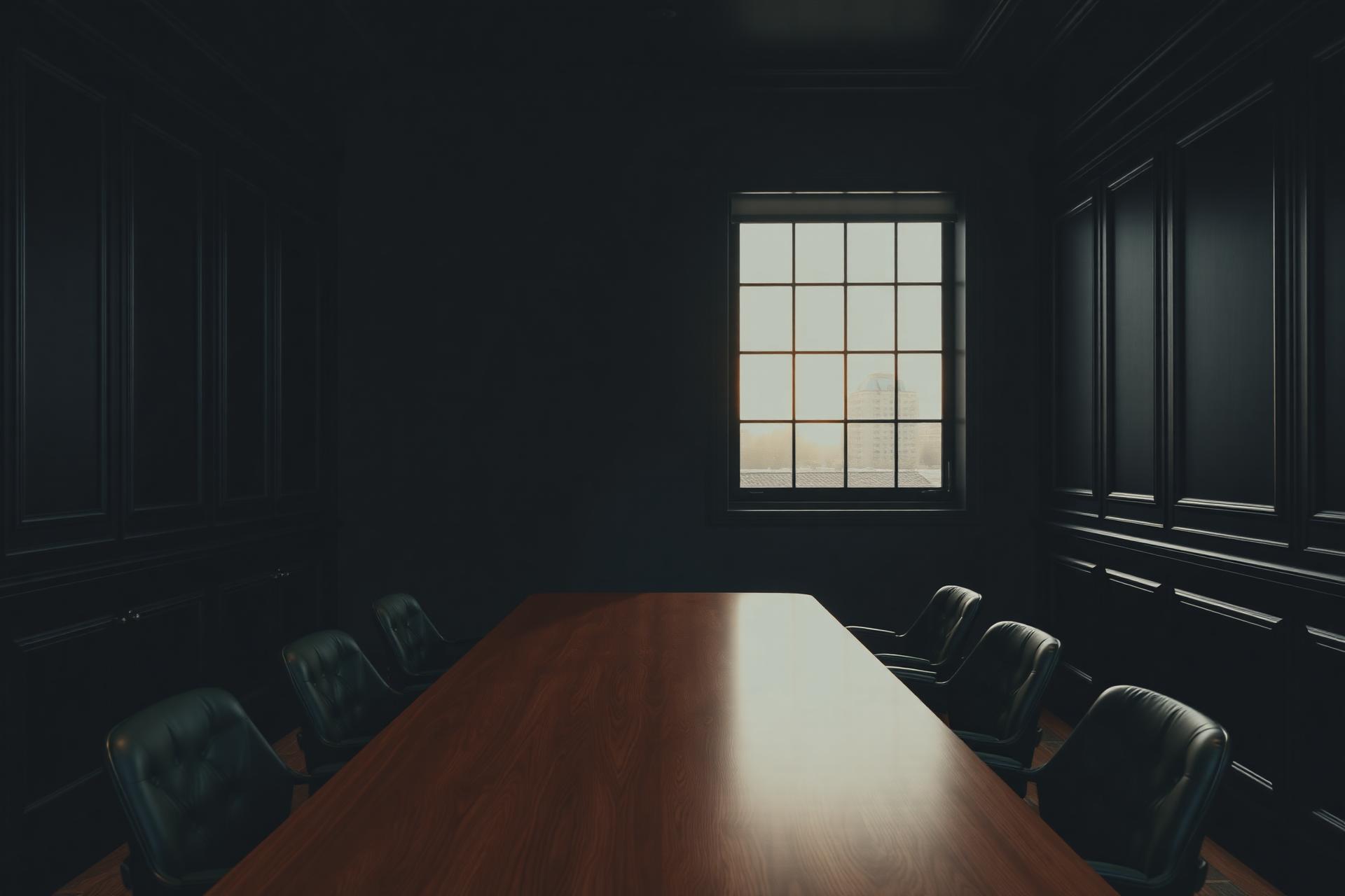 Boutique boardroom at dusk
